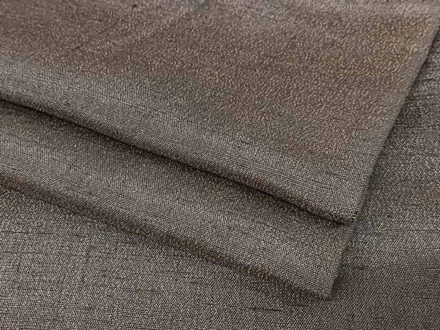 平和屋着物●上質な紬 黒紅色 金通し地 正絹 AABB0270zg