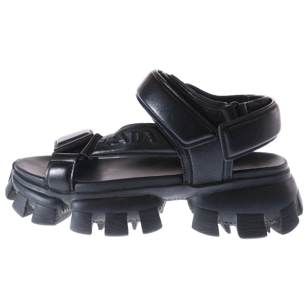 PRADA (プラダ) パテッド ナッパレザー スポーツサンダル ブラック
