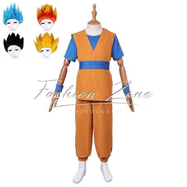 ◆ 子供用 Dragon Ball ドラゴンボール 風 孫 悟空 コスプレ衣装 ウィッグ cosplay ハロウィン 演出服 変装