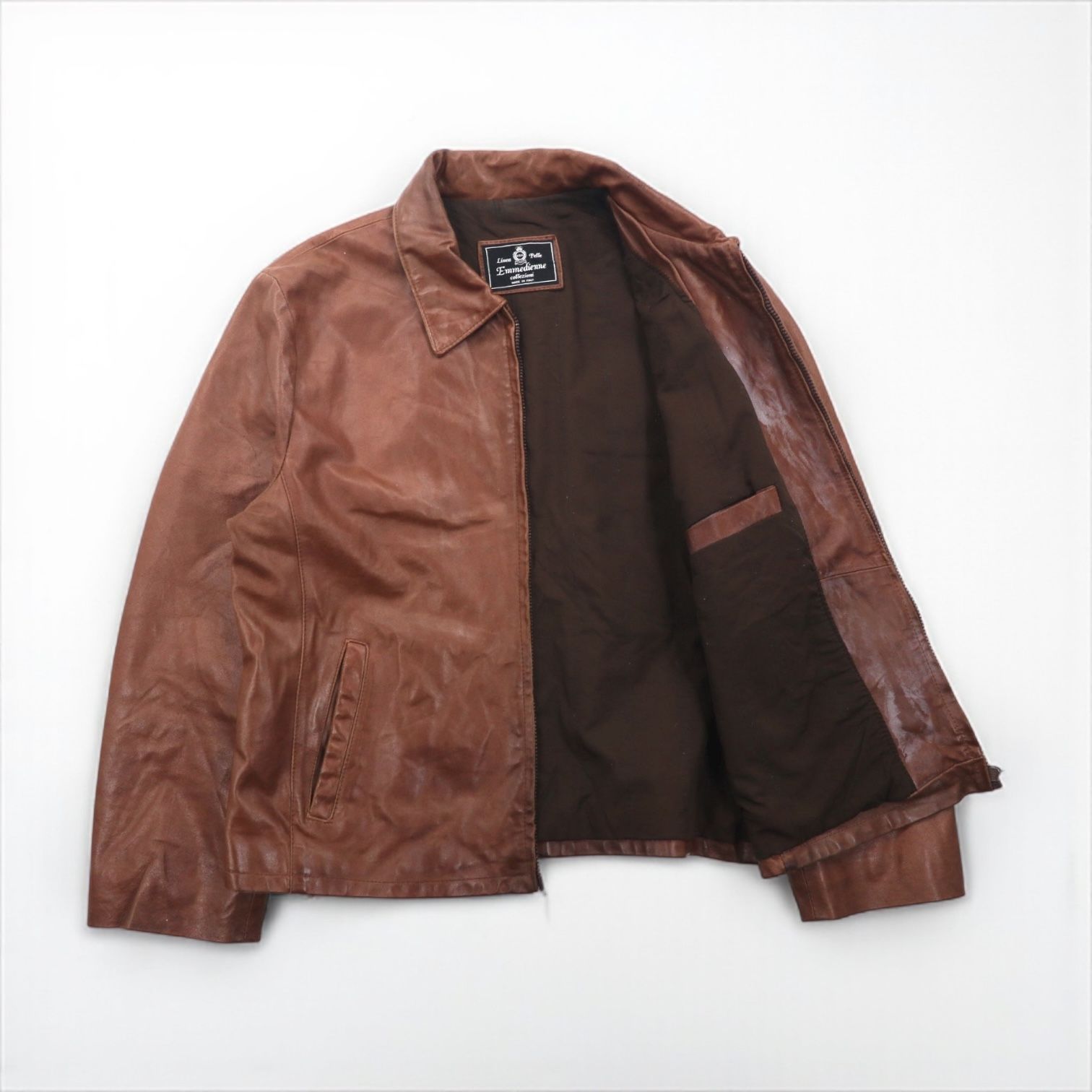 レザージャケット ブラウン イタリア製 VINTAGE イタリア製 ライダースジャケット レザージャケット XL