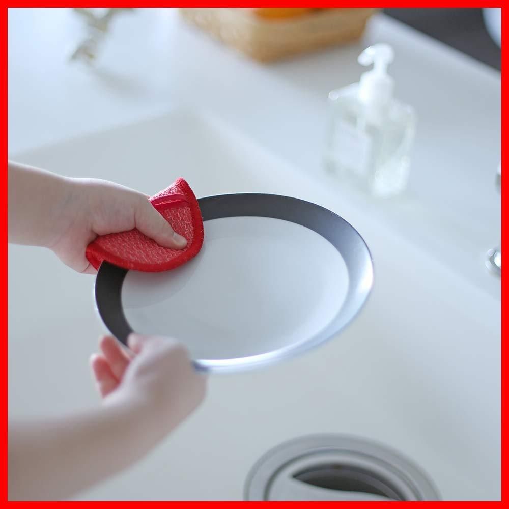在庫 頑固汚れ お皿 両面 ハード ソフト コップ ゴム紐 折り曲げ ステッチ フライパン 食器用スポンジ 幅9 5 cm 奥行14 グリル レッド nikii 握りやすいスポンジ NHO 153 RD 2 way アンドエヌイー NE