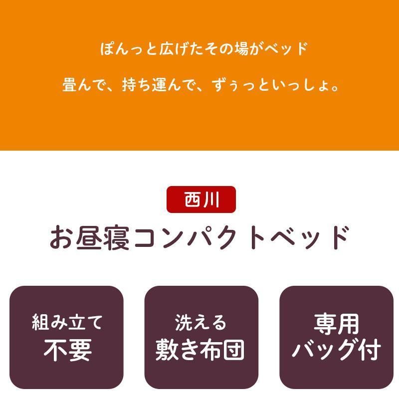 西川 スヌーピー ベビーお昼寝コンパクトベッド ベビーベッド ミニサイズ 蚊帳 洗える敷き布団 バッグ付き Snoopy　新品【BC-WF54102001BL】