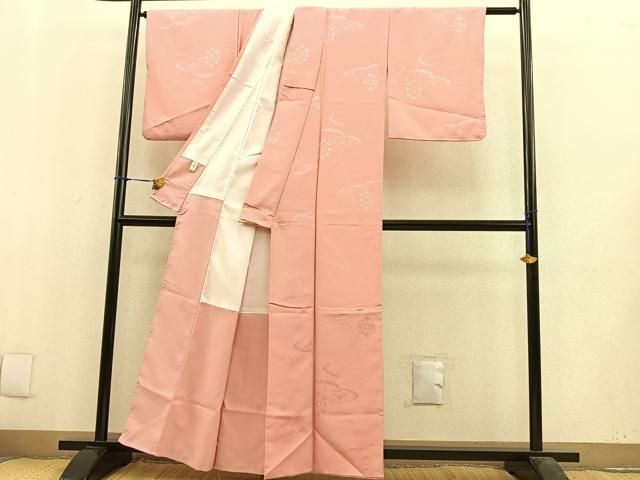 平和屋着物▽色無地 単衣 紅梅色 洗える着物 未使用 CAAT9503dy