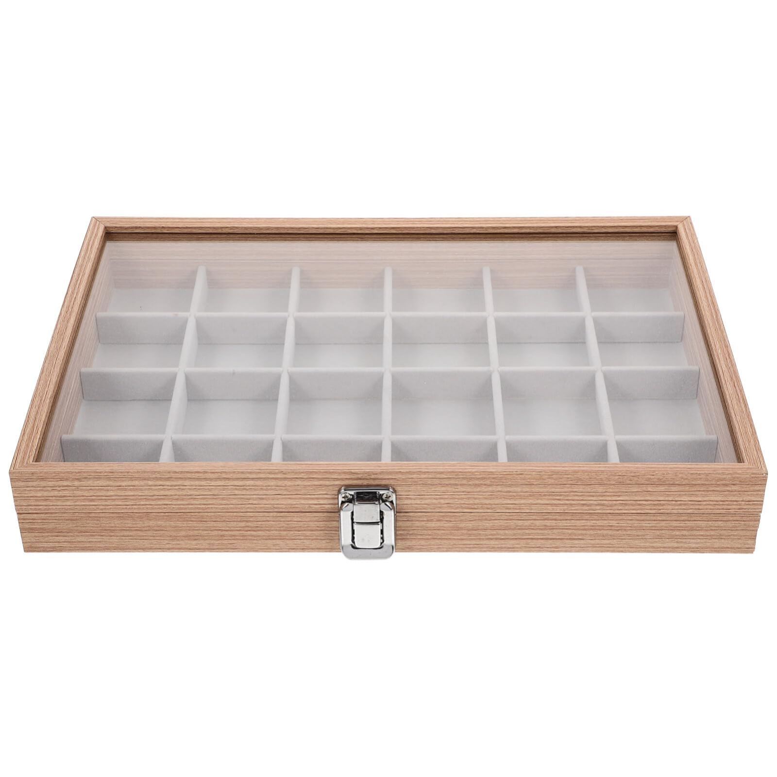 日本未入荷 NUOLUX アクセサリーケース 木製 蓋付き 24区画 アクセサリー 小物入れ