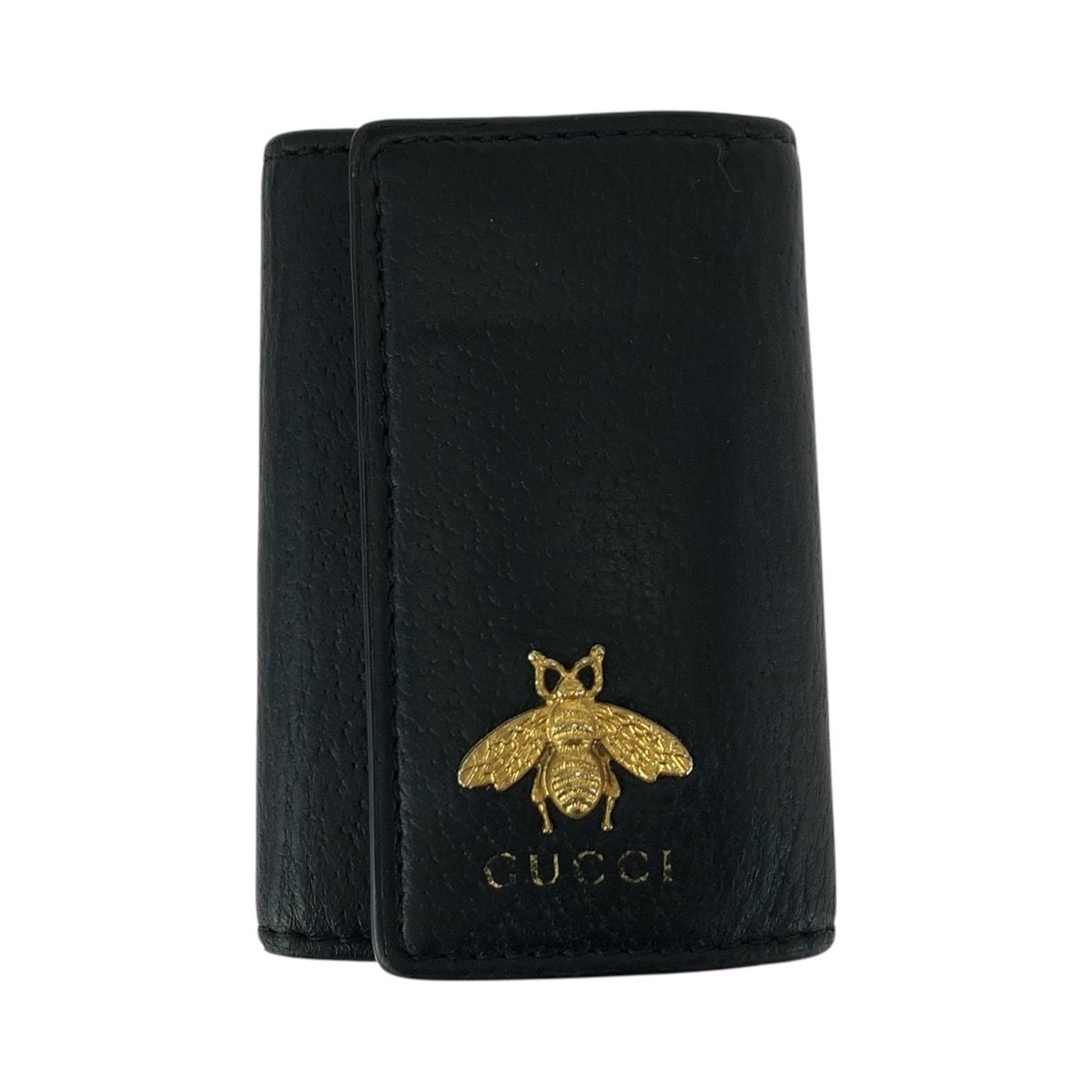 GUCCI グッチ ANIMARU BEE 6連キーケース ブラック 黒 ゴールド金具 レザー 523683 キーケース 男女兼用 メンズ 505177