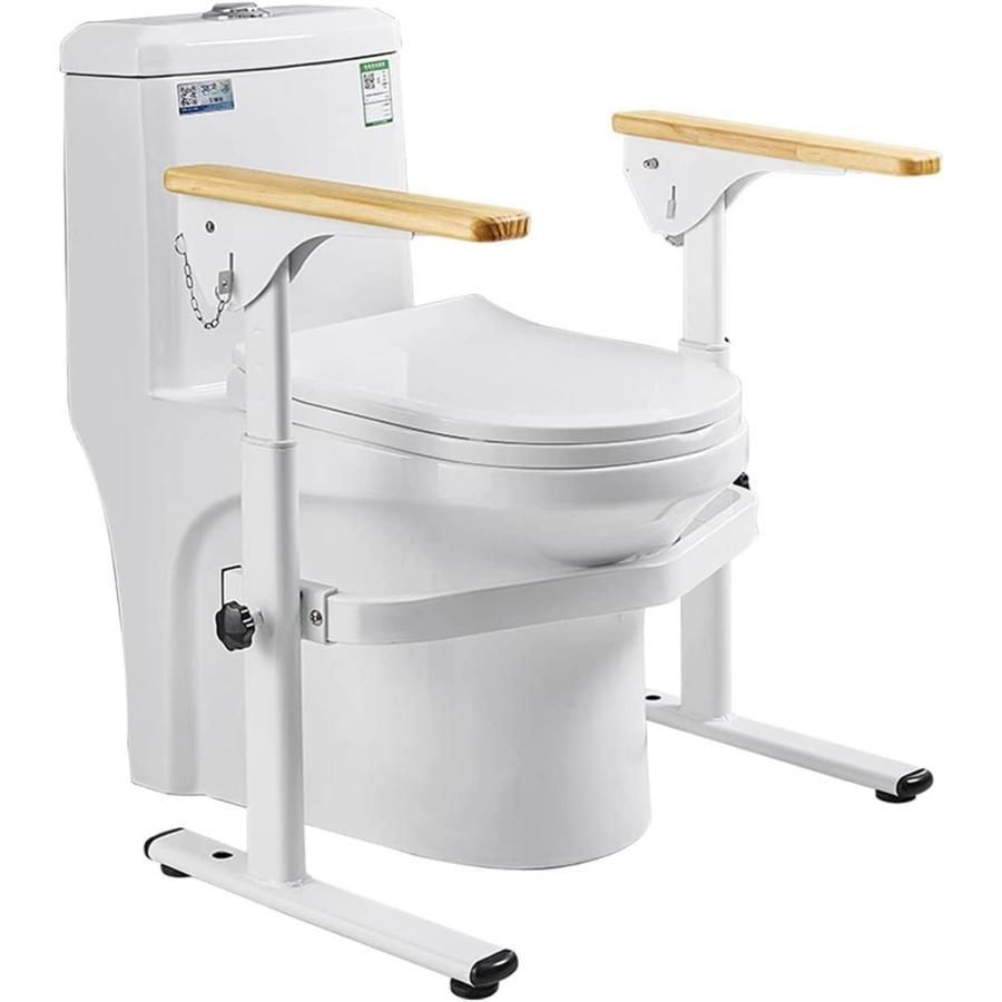トイレ用手すり 転倒防止 立ち座りをサポート 高さ調整55-70cm 便器の幅12-41cm 鋼管厚さ2cm 肘掛けを折り返すことができる 防水 すべりど
