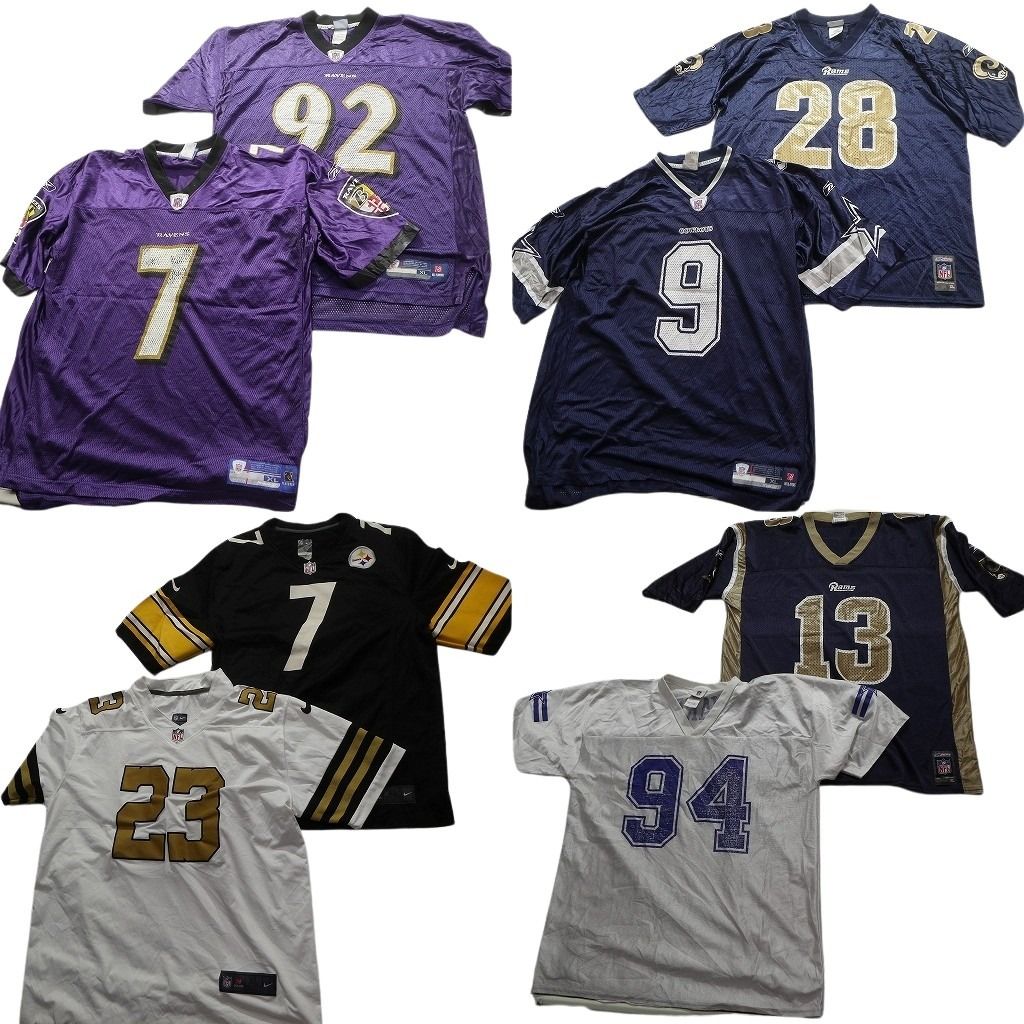 古着卸 NFL ゲームシャツ ユニフォーム 8枚セット メンズ XL ラムズ ナイキ スティーラーズ カウボーイズ 古着 NA6181