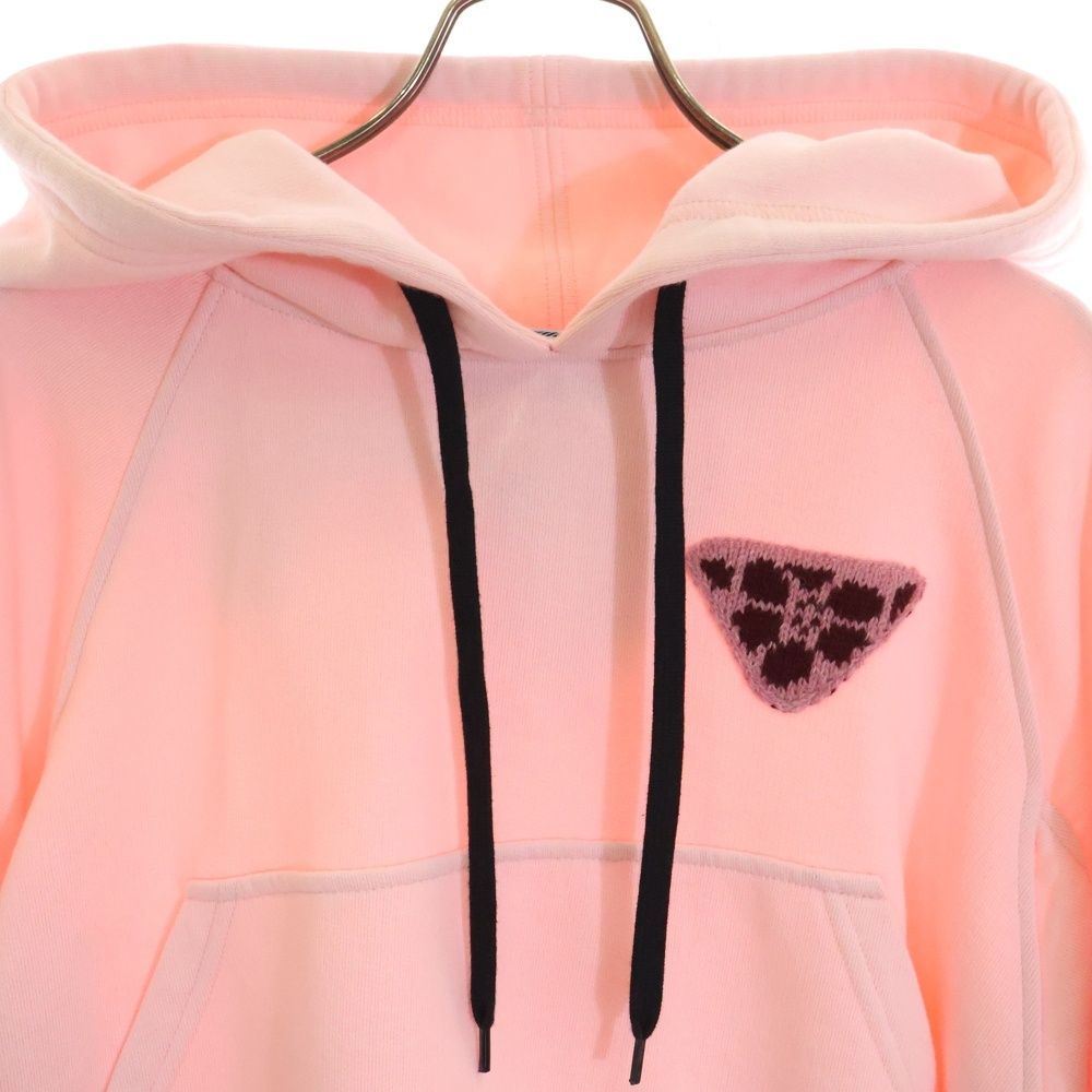 PRADA プラダ 21AW Cropped Hoodie In Pink ニット切り替え クロップド プルオーバーパーカー ピンク レディース 133637 PRADA (プラダ) 21AW Cropped Hoodie In Pink ニット切り替え