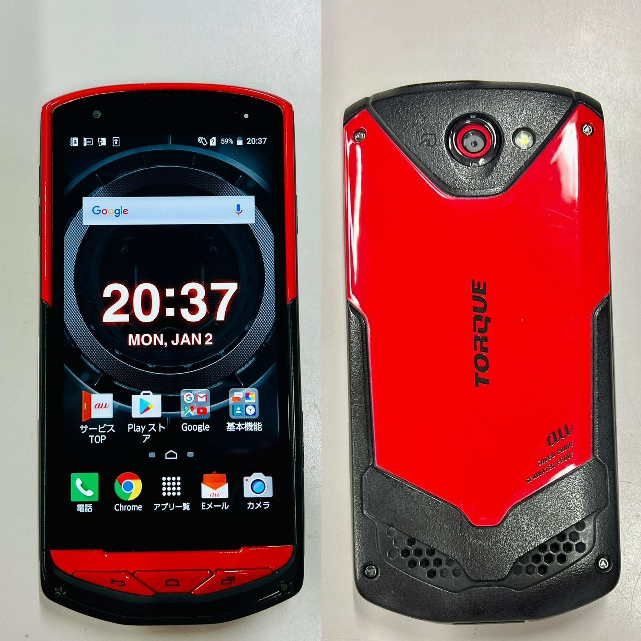 [中古品]　TORQUE G02 KYV35　[16GB] au レッド【管理番号ｘ1839】