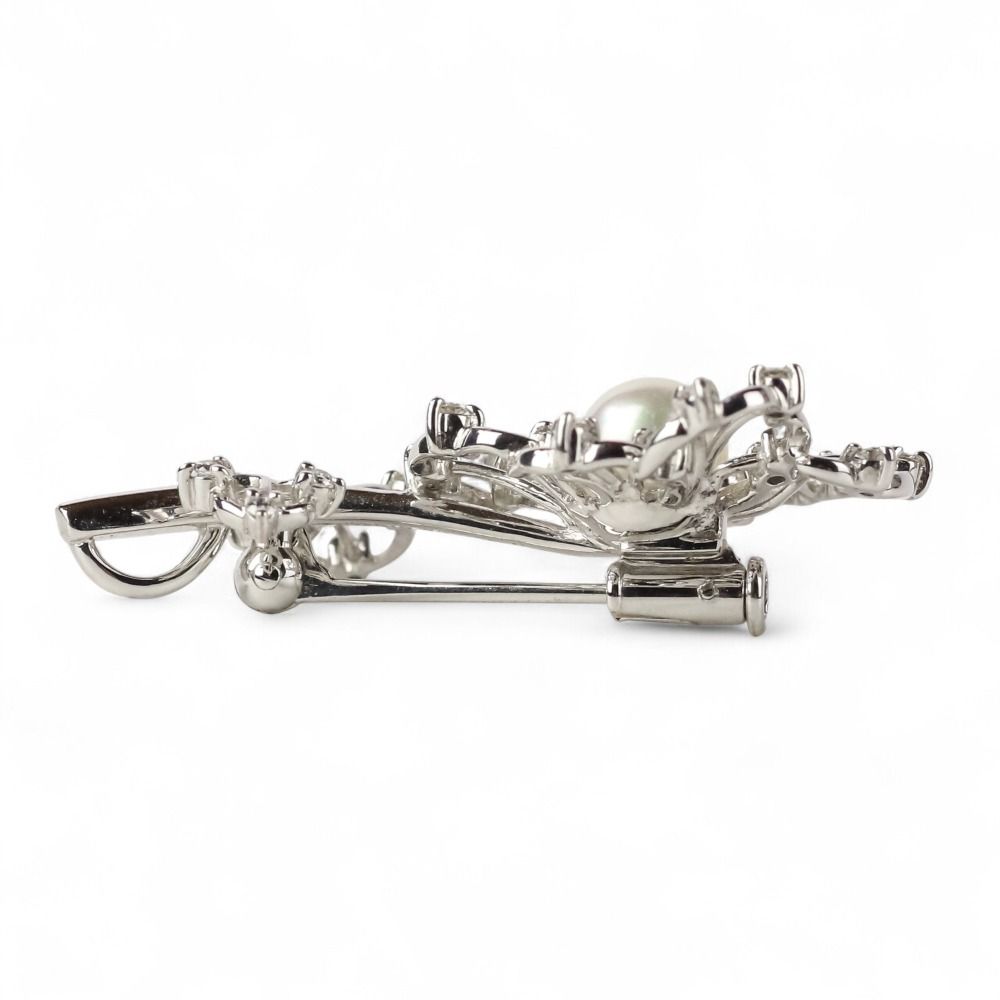 美品 TASAKI 田崎真珠 1Pパール 6mm ダイヤモンド フラワーモチーフ  