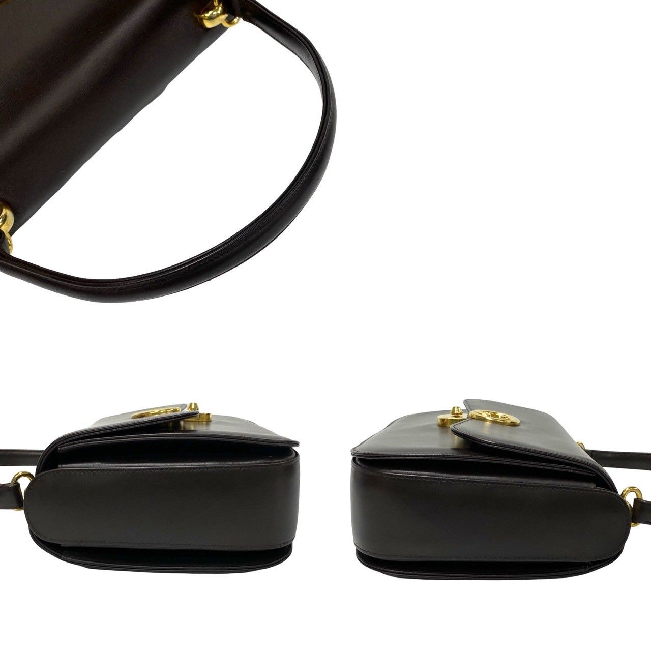 極 美品 GUCCI グッチ オールドグッチ ビンテージ GG ロゴ 金具 カーフ