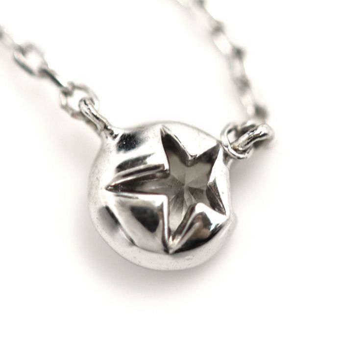 STAR JEWELRY スタージュエリー K18WG ホワイトゴールド ムーンセッティング ダイヤ ネックレス 2ZN1660 ダイヤモンド0.04ct 0.9g 40cm レディース 中古