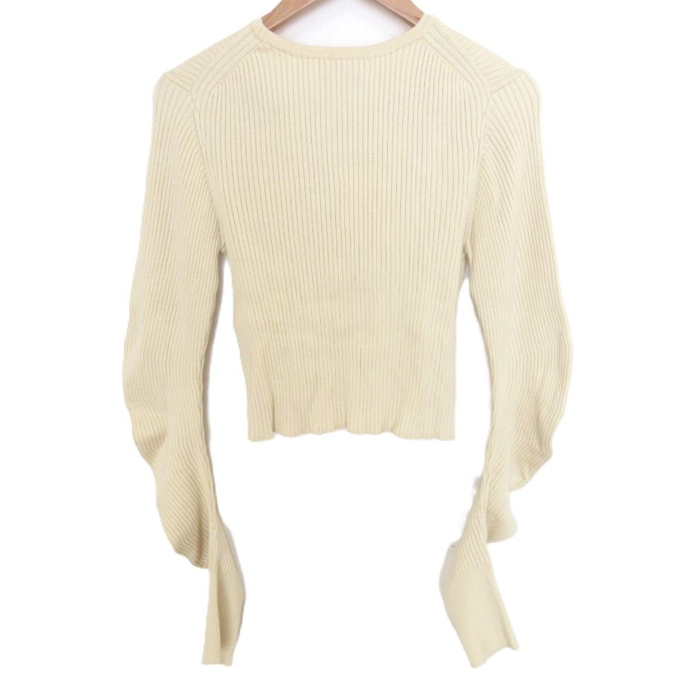 美品 24AW MIESROHE ミースロエ sustainable ウェーブスリーブRIBニット クロップド カットソー セーター MWNT244009 F クリーム レディース 古着 中古 USED 美品 24AW MIESROHE ミースロエ sustainable ウェーブスリーブRIB