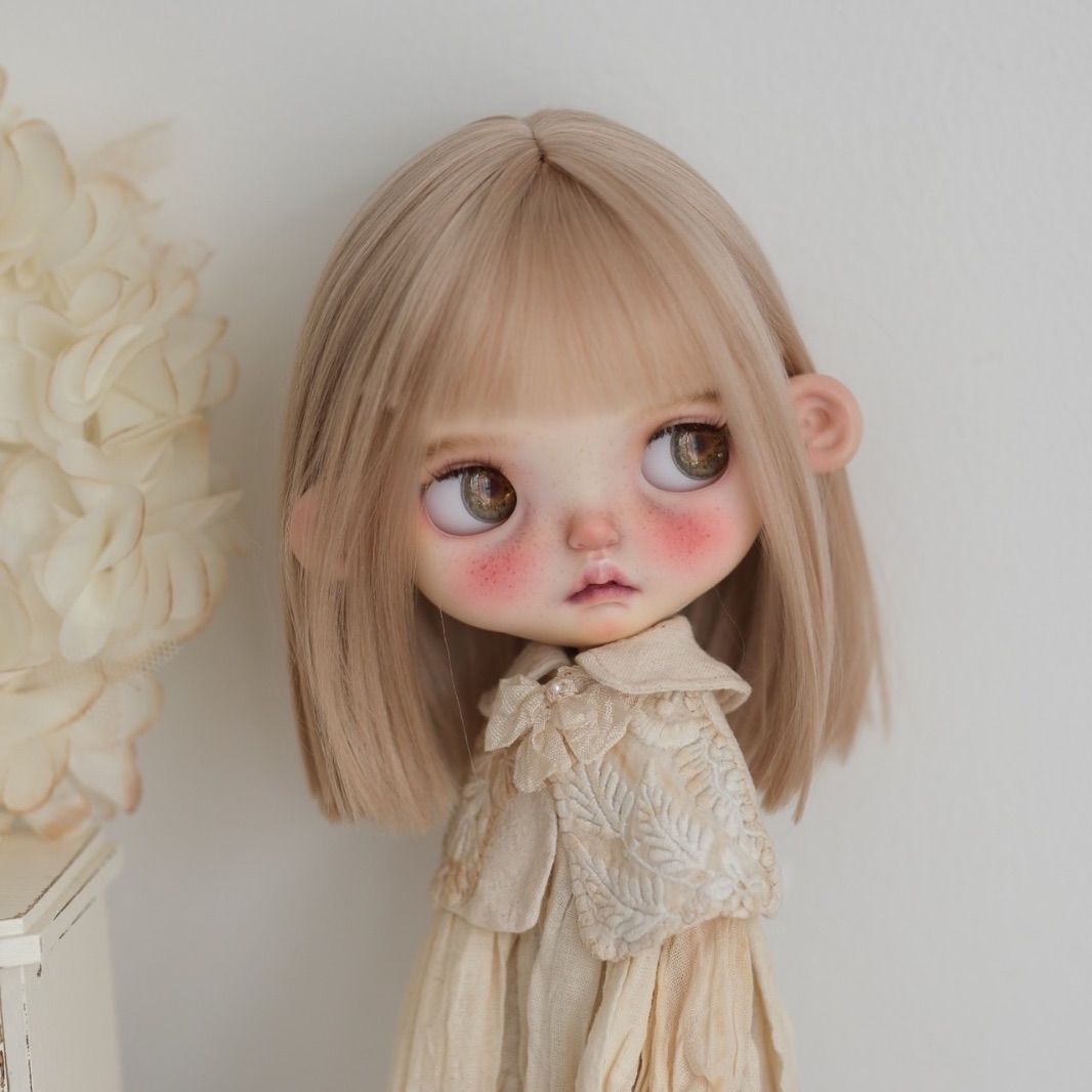 モヘアヘアー カスタムブライス ブライス 頭皮付きウィッグ モヘア ① 頭皮付きモヘアウィッグ