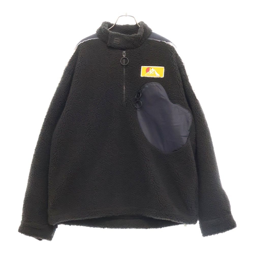 OFF-WHITE (オフホワイト) 19AW Logo Plaque Pullover ロゴフリースハーフジップ プルオーバージャケット ブラック OMEA194F19F19003