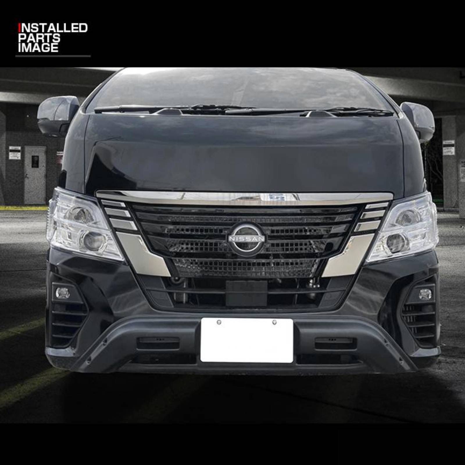 キャラバン NV350 E26 標準車 後期 2021(R3).10〜 ナロー車 フロントバンパー ブラック エクステリア カスタム 車用品 外装 ドレスアップ カーパーツ カー用品