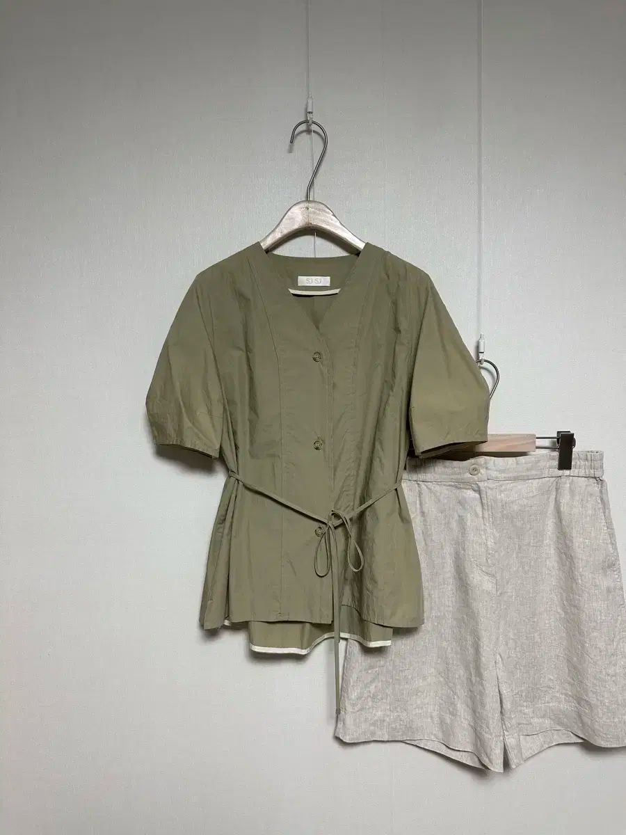 SJSJ ノンカラ コットン ジャケット 兼 ブラウス