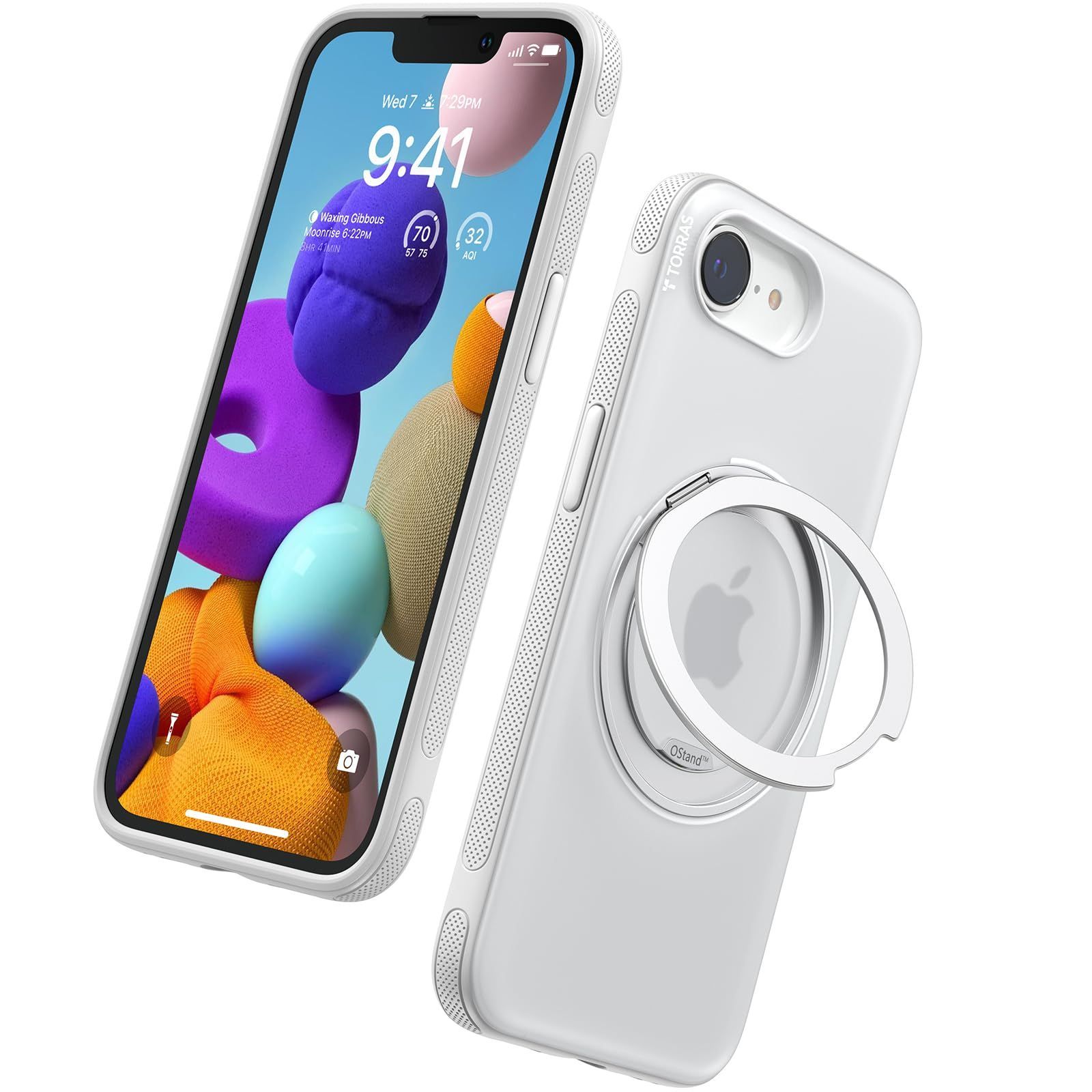 TORRAS iPhone 16e 用 ケース 動画視聴用スタンドケース 多機能一体360°回転スタンド 2025 半透明 耐衝撃 マット感 黄ばみなし レンズ保護 ストラップホール付き Magsafe対応 ワイヤレス充電対応 スマホケース iPhone