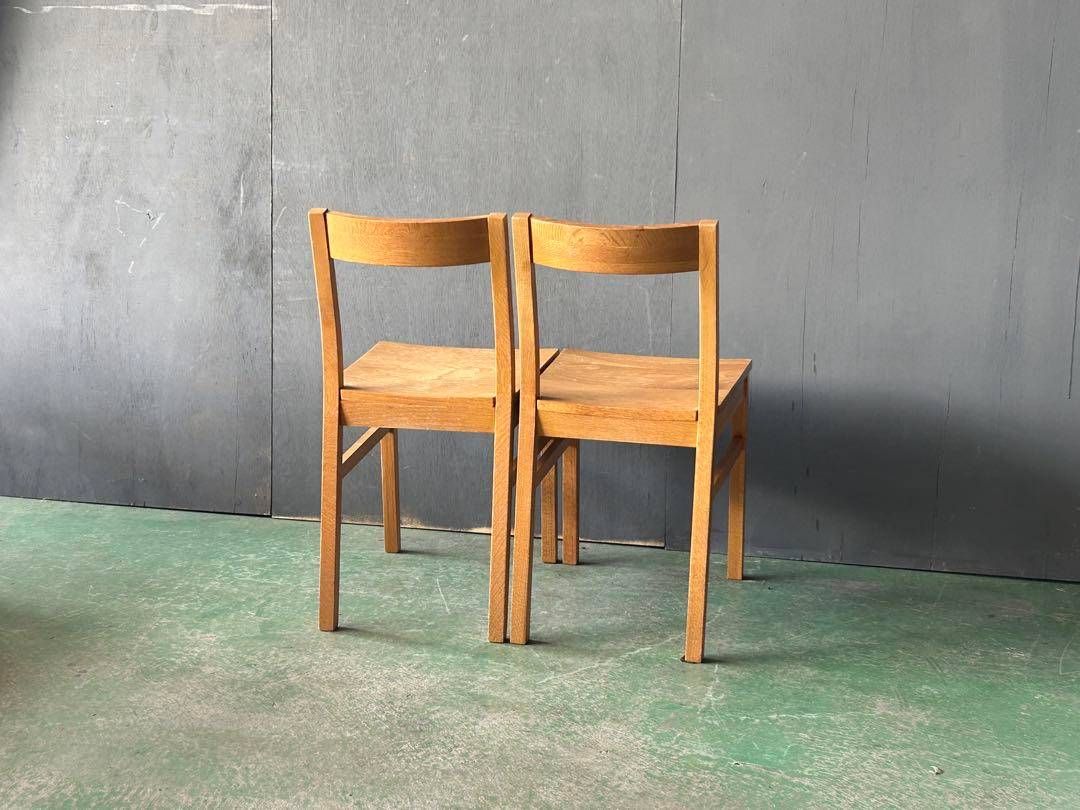 良品計画オーク材無垢材シンプルナチュラルウッドチェア 2脚セットSZ