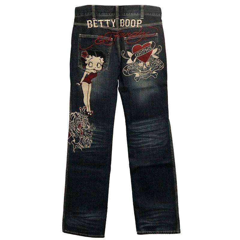 ED HARDY × BETTY BOOP 刺繍 デニムパンツ（ BED-2402 ） ED HARDY 