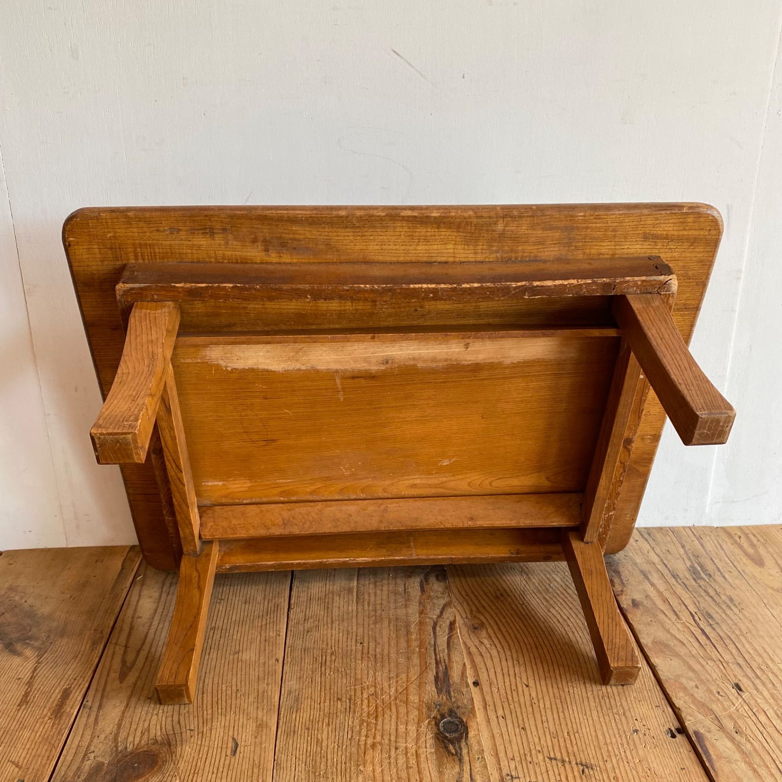 アンティーク 折り畳み ちゃぶ台 ローテーブル 展示台 無垢材 レトロ