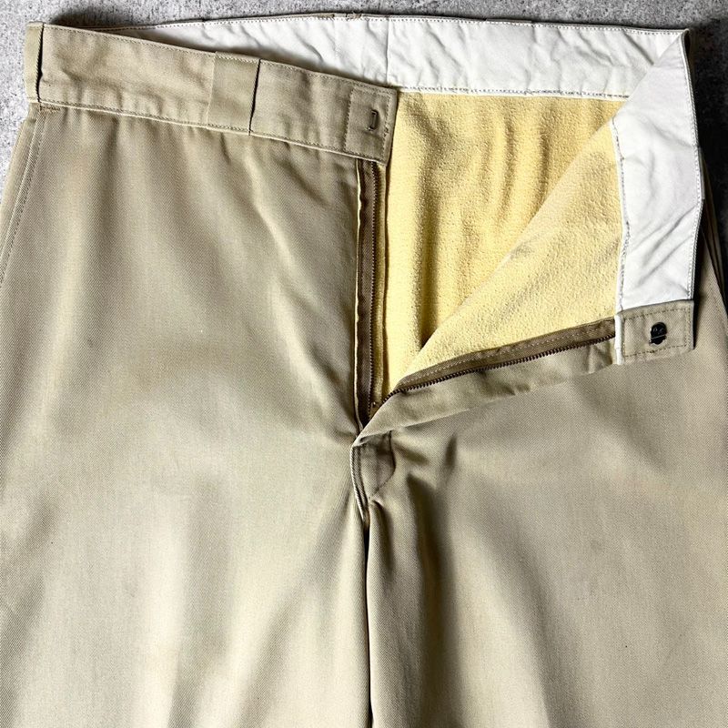 80s Dickies ライナー付き ノータック チノ ワーク パンツ 36 32 / 80