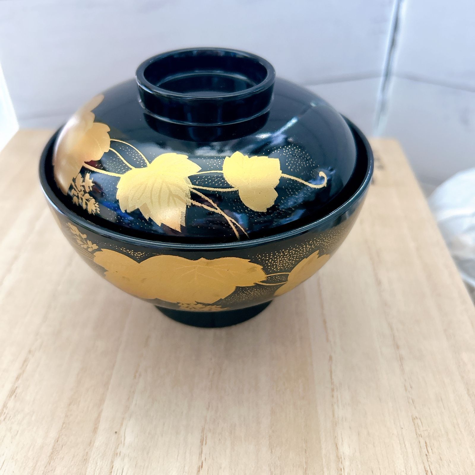 共箱付き 特選漆器 御吸物椀 5客まとめセット！美品 平安 吸椀 黒 つた