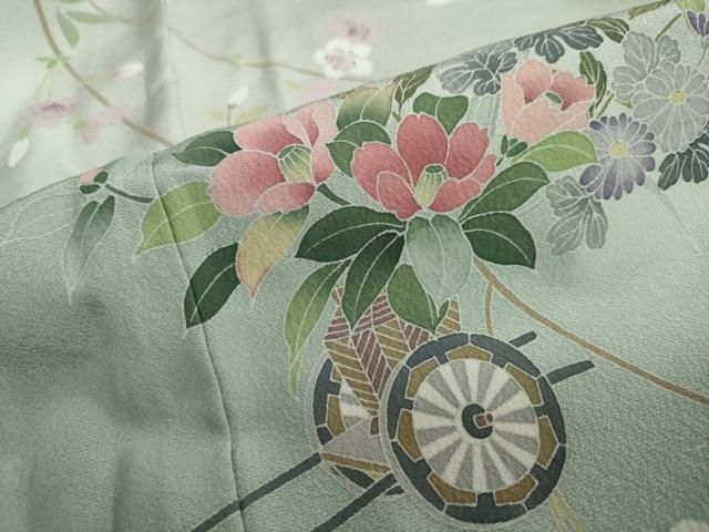 平和屋着物○訪問着 友禅 作家物 花車文 暈し染め 正絹 逸品