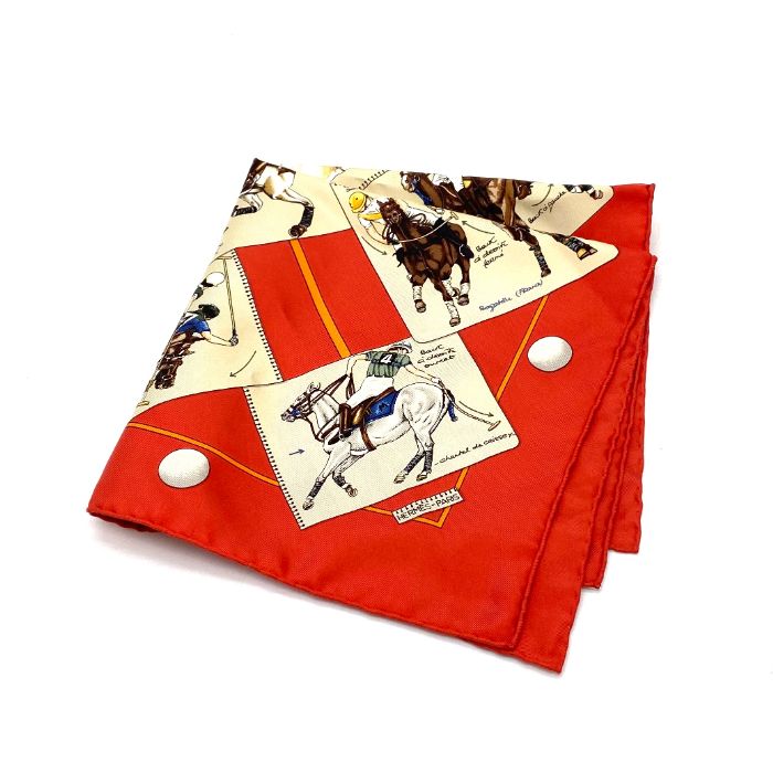 HERMES エルメス カレ ポロの世界 シルク スカーフ eY09281N