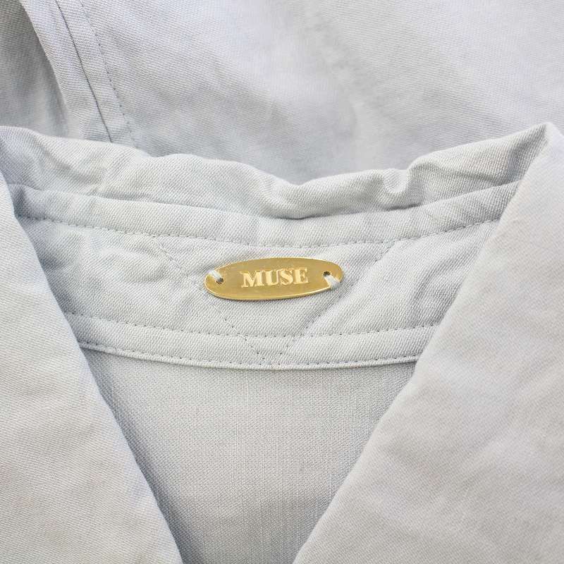 ミューズ ドゥーズィエム クラス 24SS stretch twill ストレッチツイルシャツ ブラウス 長袖 レギュラーカラー 無地 麻 リネン F 水色 ミューズ ドゥーズィエム クラス MUSE de Deuxieme Classe 24SS