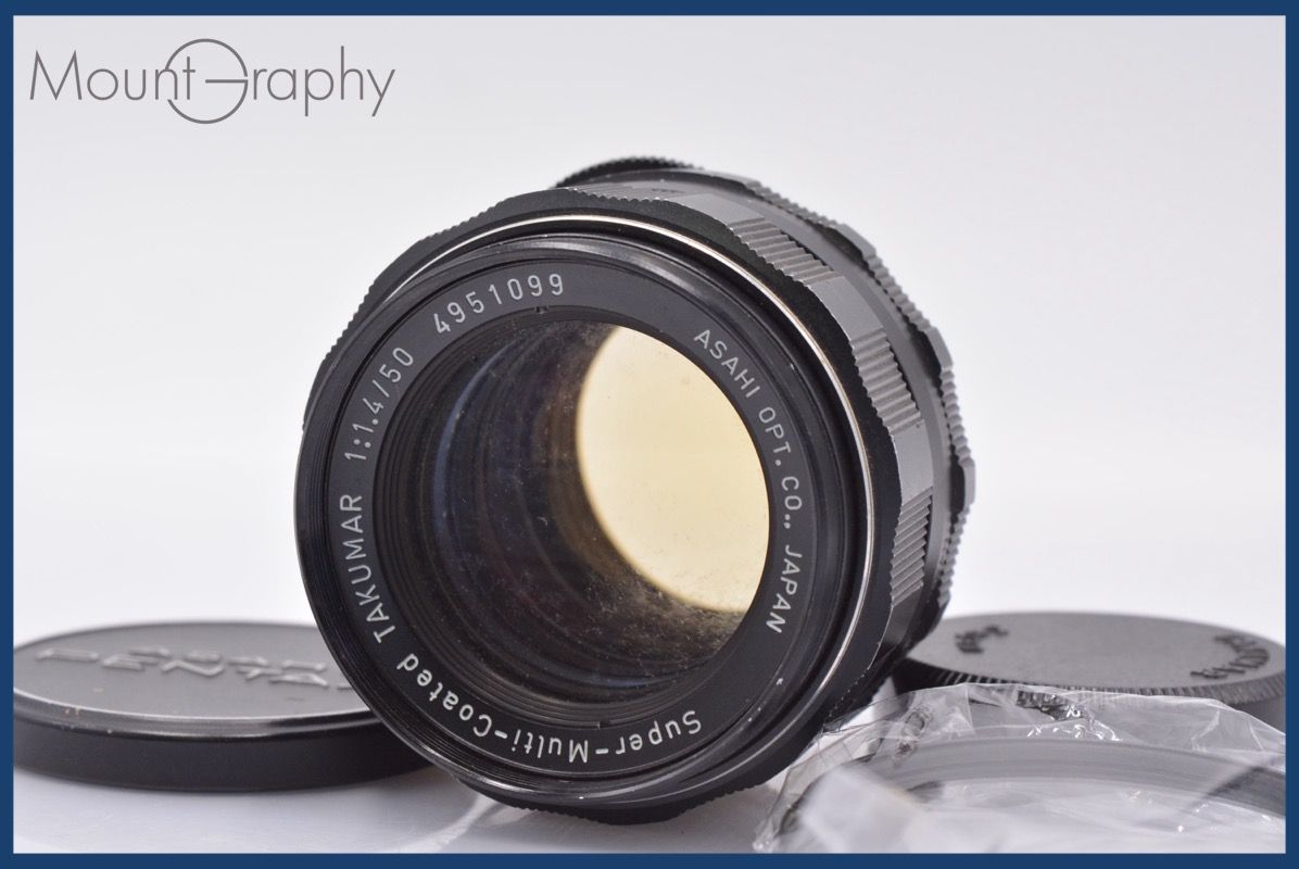 実用 ペンタックス PENTAX Super-Multi-Coated TAKUMAR 50mm F1.4 前後キャップ-レンズフィルター付 完動 同梱可 mj2268
