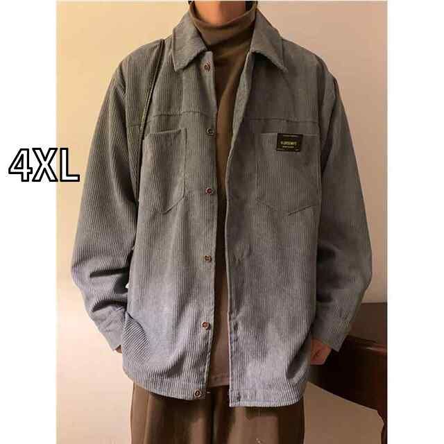 [4XL] メンズ ファッション 服 男性用 オシャレ シンプル 大人 かっこいい 大きいサイズ ストリート 紳士服 春秋 長袖 シャツ ワークシャツ カジュアル ゆったり コーデュロイジャケット