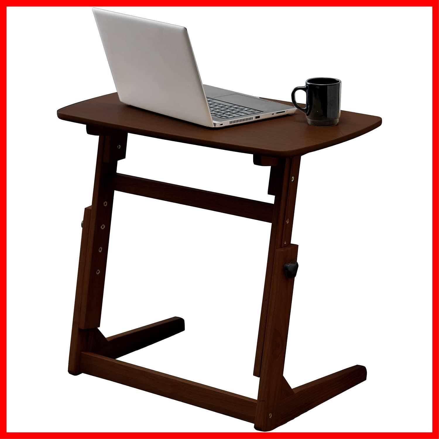 【新着商品】サイドテーブル ソファテーブル パソコンテーブル PCデスク 萩原(Hagihara) 【4段階高さ調節】 勉強 在宅勤務 テレワーク 横揺れ軽減 幅65 ダークブラウン VT-7973DBR