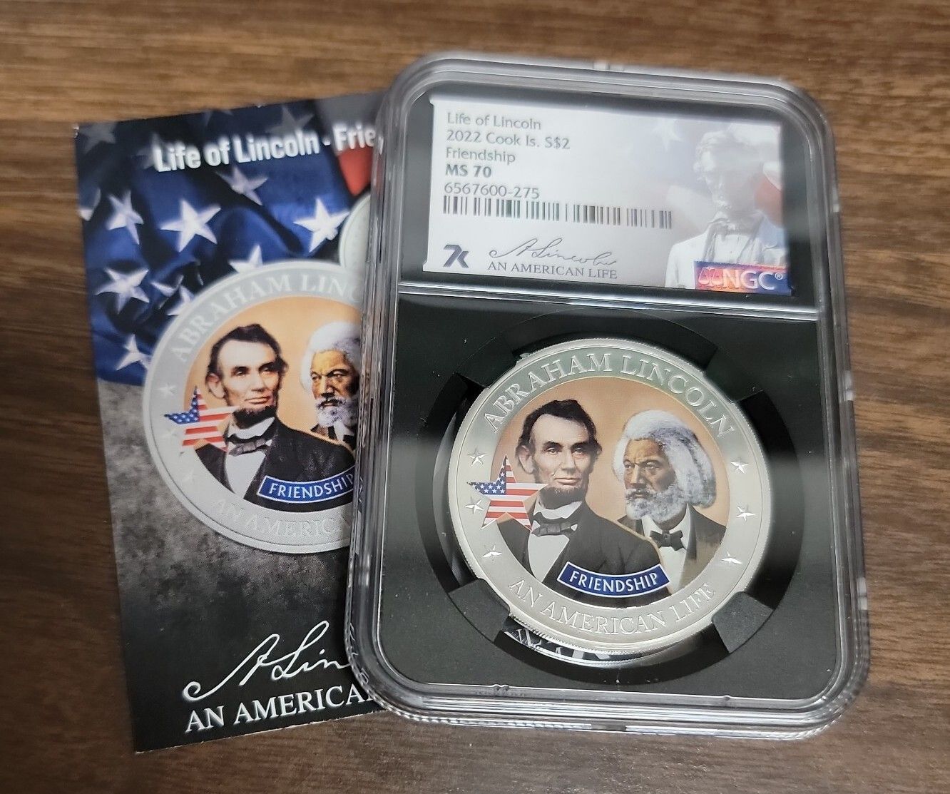 2025 Cook Islands $2 Silver Coin - NGC MS70 - Life of Lincoln Friendship