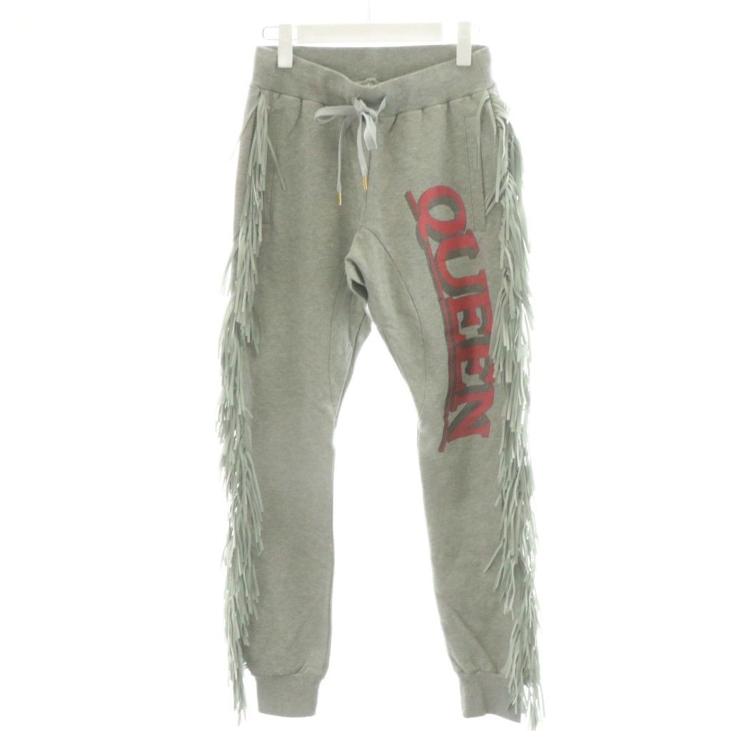 ドレスキャンプ DRESSCAMP 15SS QUEEN ジョガーパンツ フリンジ ロゴ プリント 44 グレー 31-15S20601 |AN21