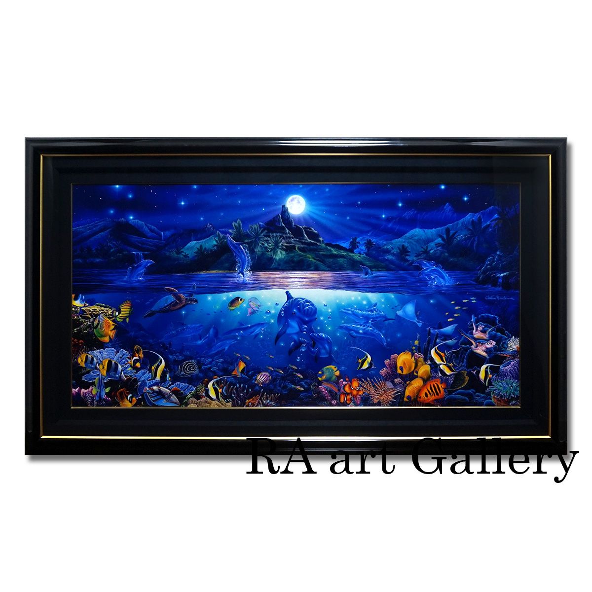 ラッセン グロリアスライフローランド 作家直筆サイン マリンアート イルカ 海 魚 版画 絵画