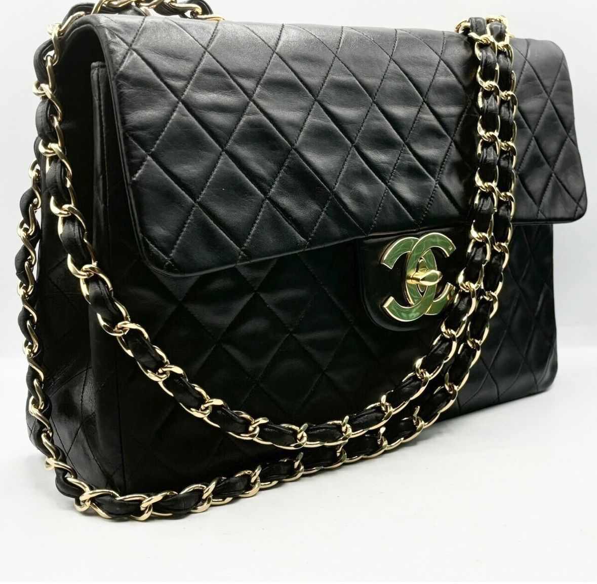 CHANEL 美品 マトラッセ34 デカマト ダブル チェーン ショルダー  