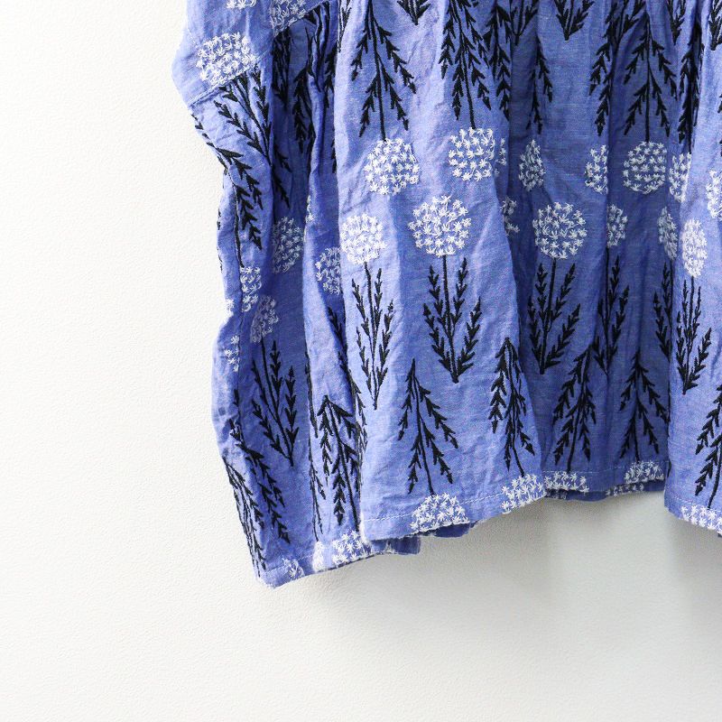 マーブルシュッド marble SUD EMB タンポポ 刺繍 ギャザーブラウス 