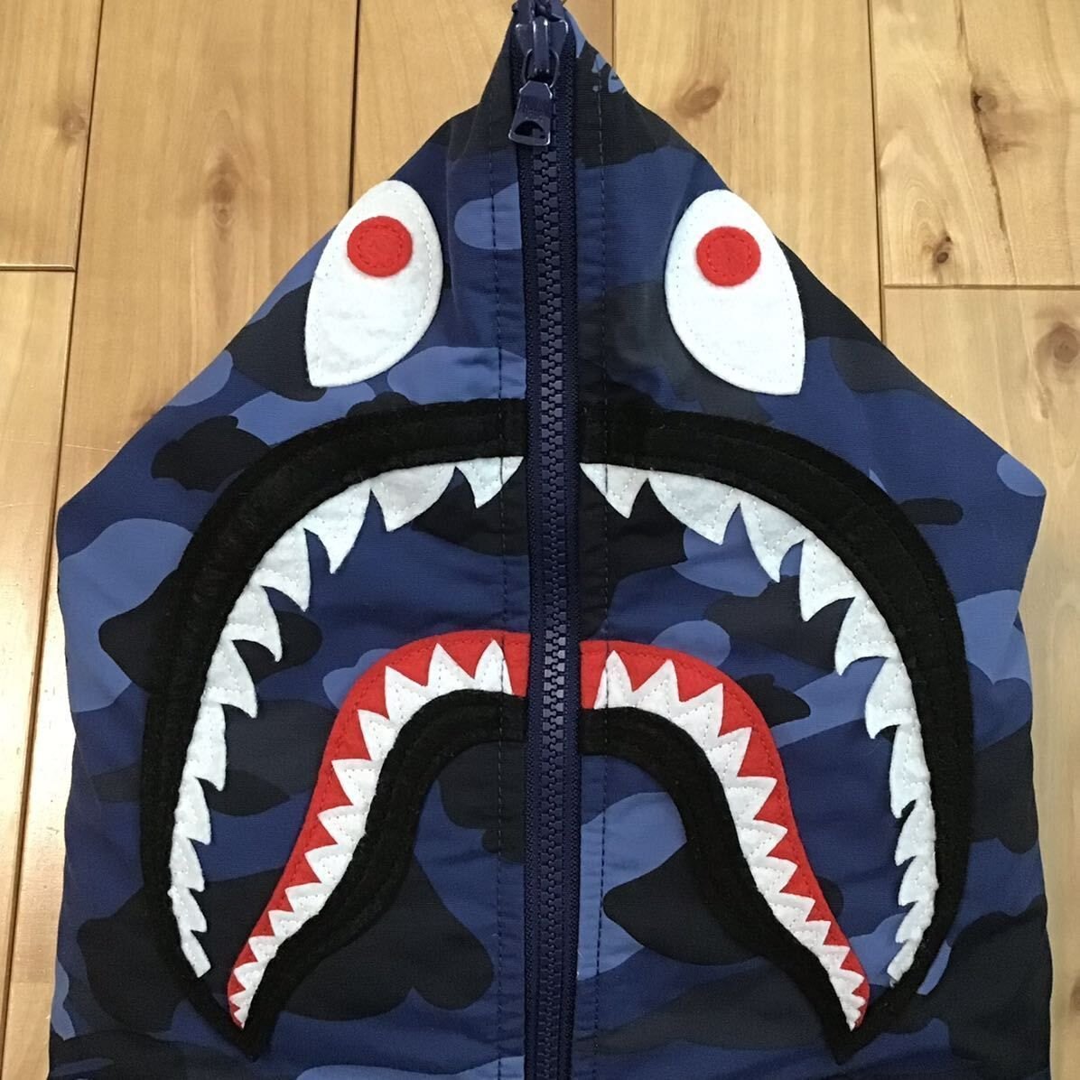 シャーク パーカー ダウンジャケット Mサイズ shark full zip hoodie Down jacket a bathing ape BAPE エイプ ベイプ Blue camo 迷彩