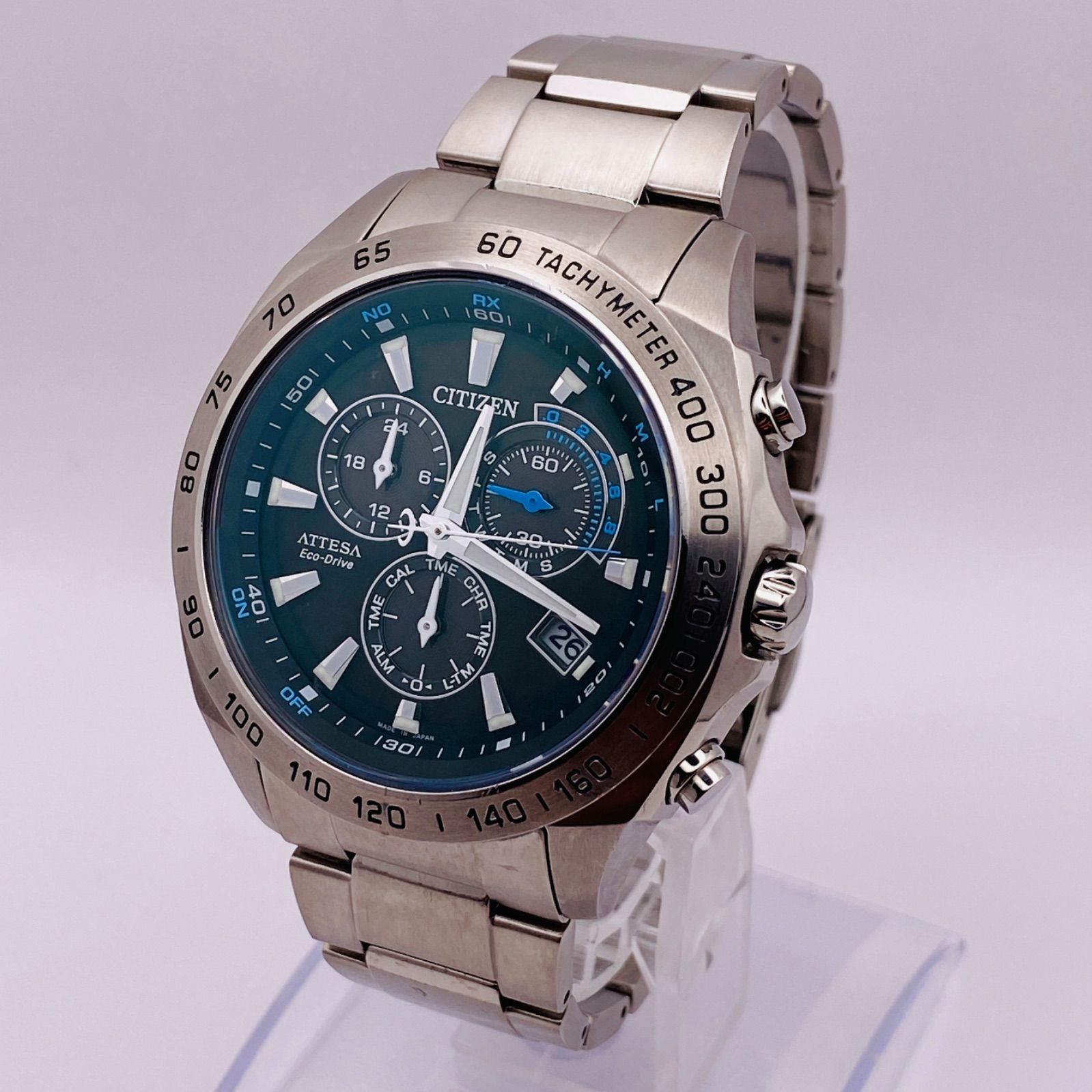 【チタン】CITIZEN ATTESA ATP53-3032 クロノグラフ 電波 T197）良品 稼動品 CITIZEN シチズン 電波ソーラー ECO-DRIVE