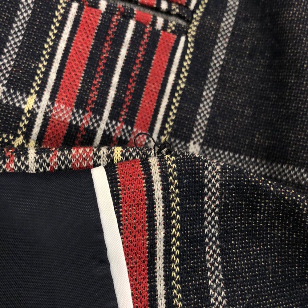 ザラマン チェック柄 テーラードジャケット XL ネイビー×レッド