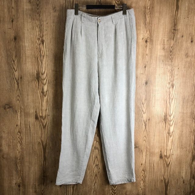 リネン100％ 90s VINTAGE GEOFFREY BEENE ツータック パンツ メンズ Lサイズ程 90年代 ジェフリービーン ビンテージ ヴィンテージ アメカジ 古着 e24062419
