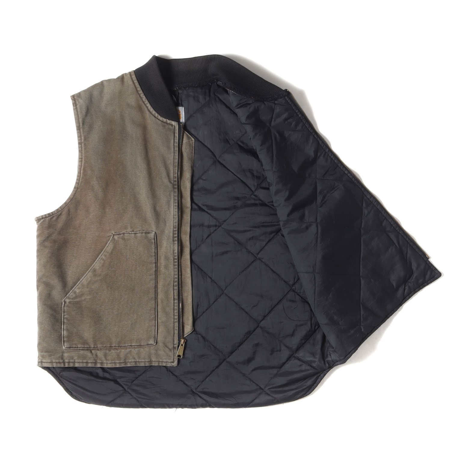 Carhartt ベスト S ダークブラウン USA製 カーハート ダックベスト ダークブラウン 表記(XL