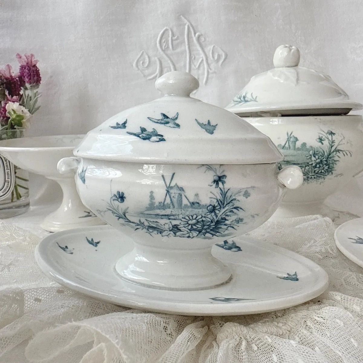 Gien dinette Paysages ジアン おままごと ディネット ムタディエール フランスアンティーク