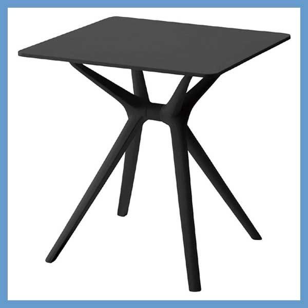 ポリプロピレン製のデザインカフェテーブル 二人用ダイニング ワークテーブル No.484 W70×D70×H73cm ブラック