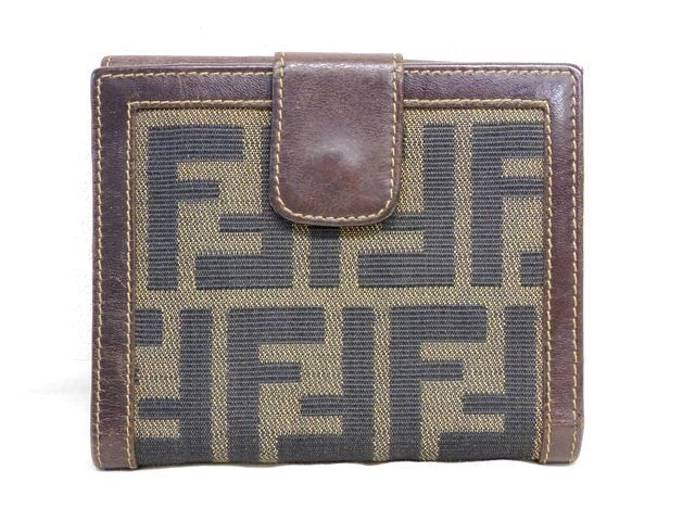 フェンディ 財布 ヴィンテージ ズッカ柄 2251-12671-088 カーキ×ブラウン レディース ウォレット コンパクト FENDI □7I
