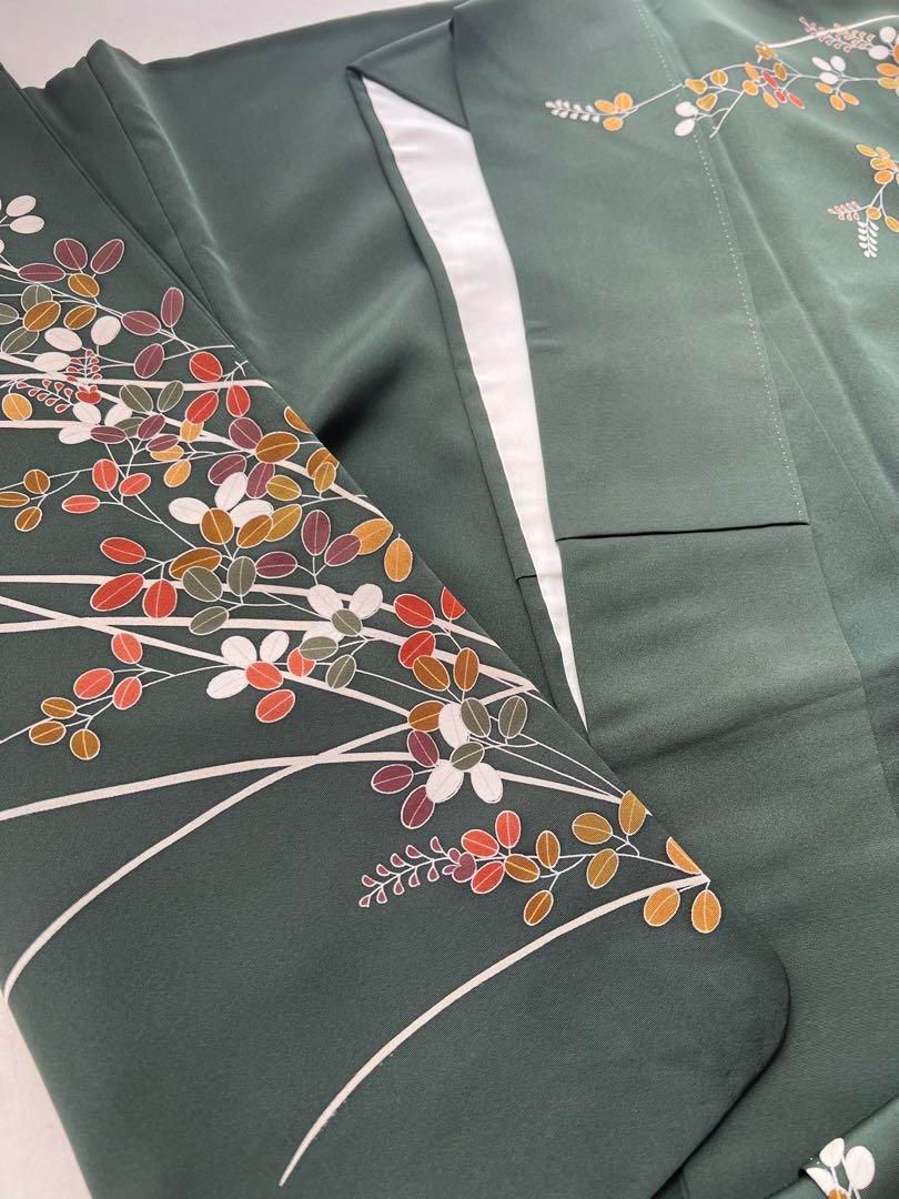 正絹 訪問着 袷 グレー 萩【未使用】 紗袷訪問着［江戸紫地・萩］｜着物レンタルあき (来店着付け無料