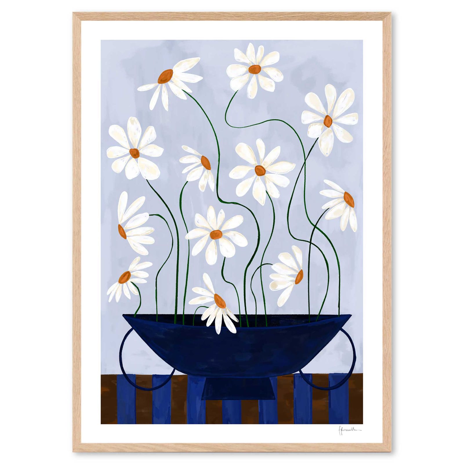 The Poster Club アートポスター 50×70cm Daisies in Blue Vase ポスタークラブ 124x17512-50x70