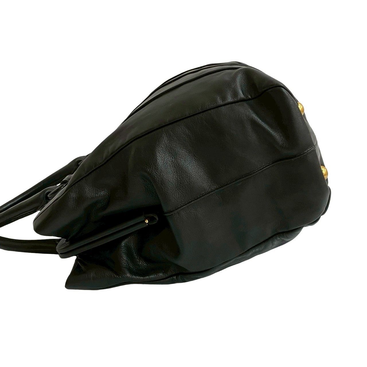プラダ ロゴ トートバッグ レザー ゴールド金具 ブラック 黒　美品 極 美品 希少品 PRADA プラダ ロゴ ゴールド 金具 レザー 本革