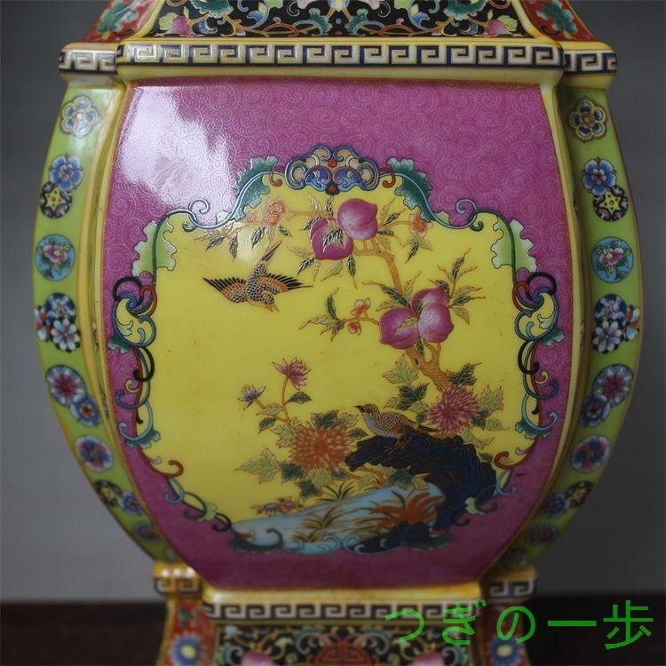 花鳥四方の花瓶 景徳鎮 陶磁器 装飾品 現代工芸品 美術品 置物